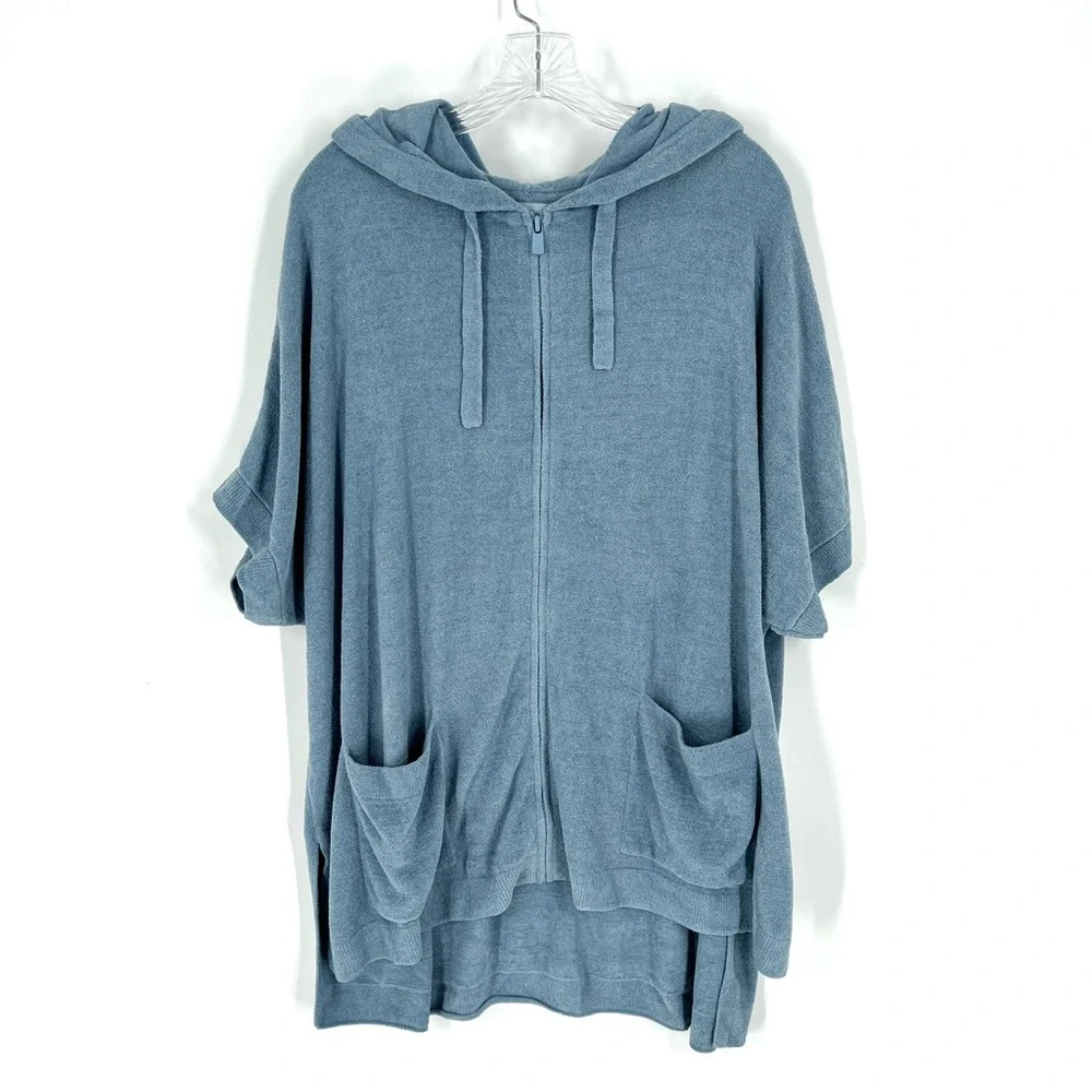 Barefoot Dreams CozyChic Ultra Lite Short Sleeve Zip Up Hoodie Size L/XL - Picture 1 of 9